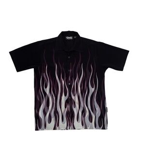 Dragonfly Y2K Men's Black Flame Shirt